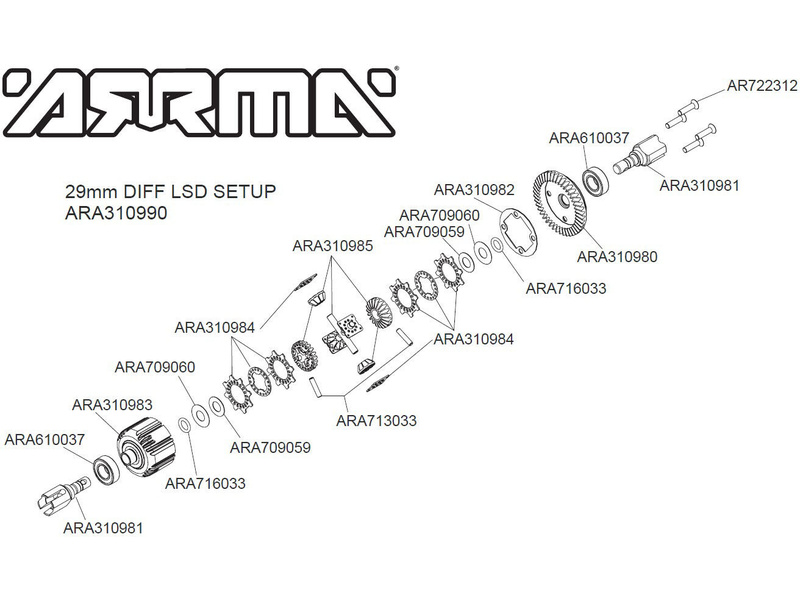 Arrma diferenciál kompletní p/z, Actice GP4 5mm 10k