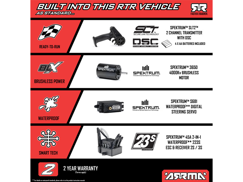 Arrma Fury 223S BLX 2WD 1:10 RTR DSC zelená