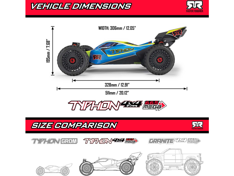 Arrma Typhon Mega 665 1:8 4WD RTR žlutá