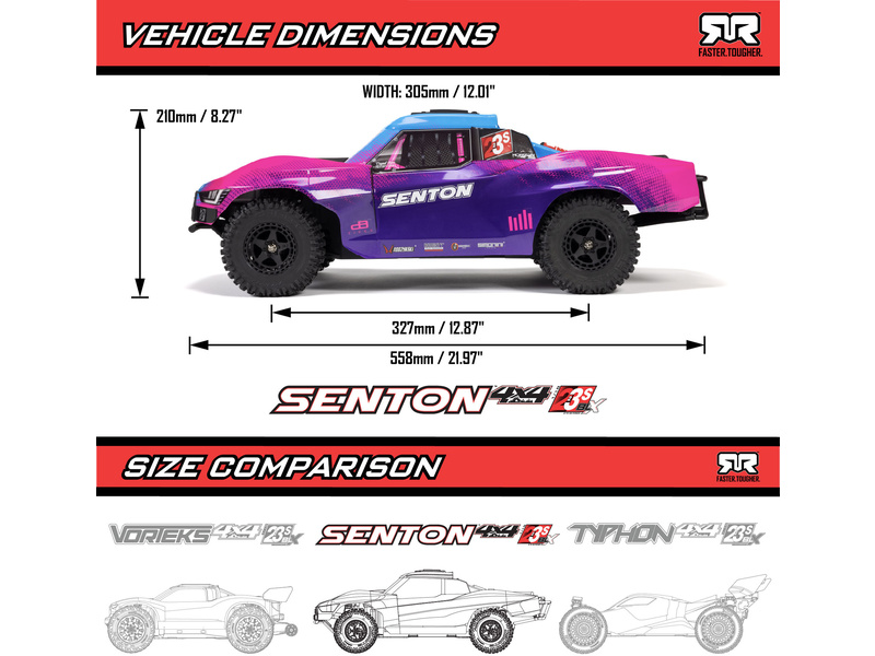 Arrma Senton 223S BLX 4WD 1:10 RTR DSC červená