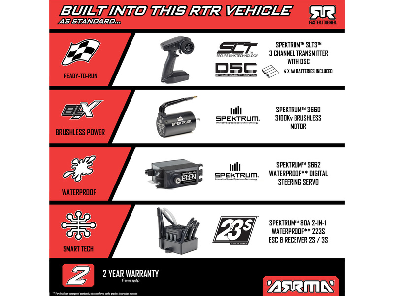 Arrma Senton 223S BLX 4WD 1:10 RTR DSC červená