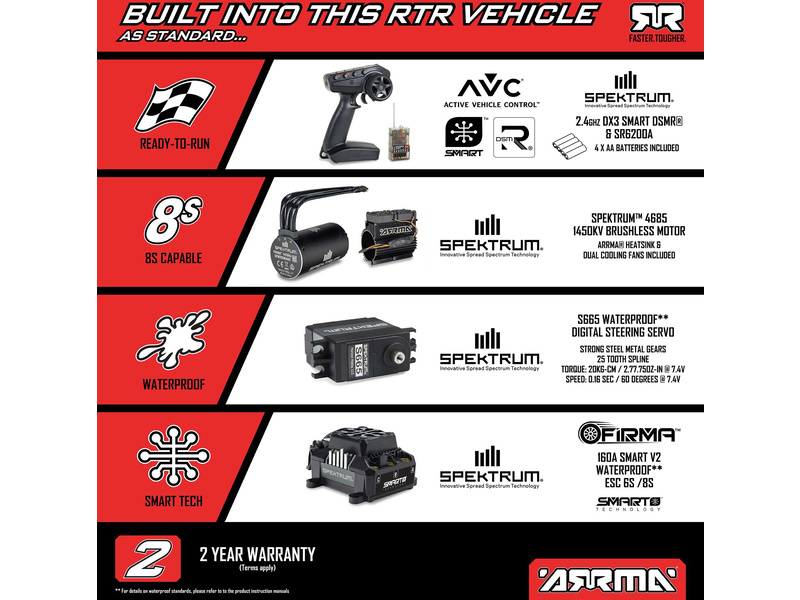 Arrma Limitless 8S BLX 1:7 4WD AVC RTR červená/černá