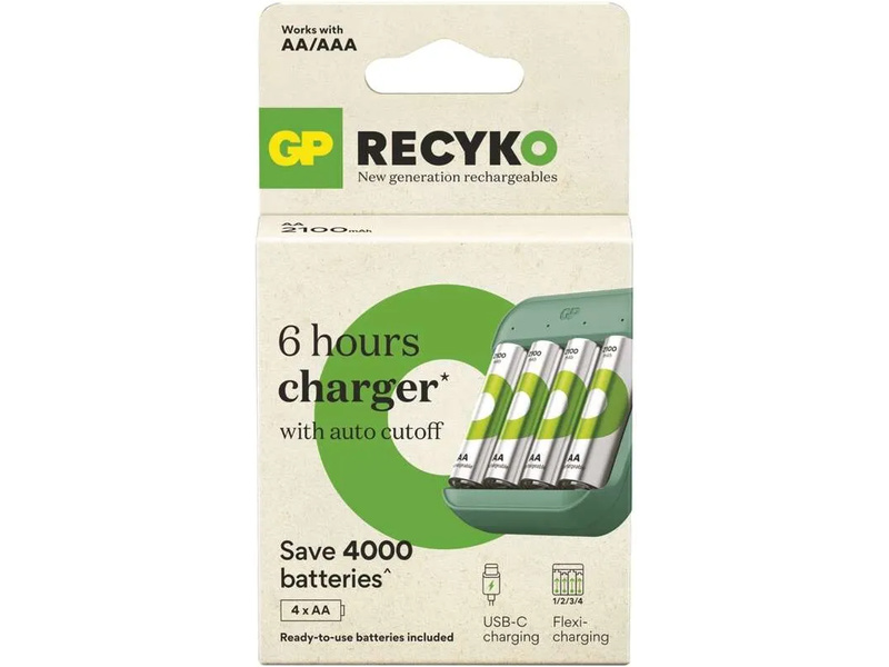 GP USB nabíječ ECO AA/AAA + 4xAA 2100mAh GP ReCyko