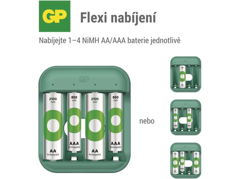 GP USB nabíječ ECO AA/AAA + 4xAA 2100mAh GP ReCyko