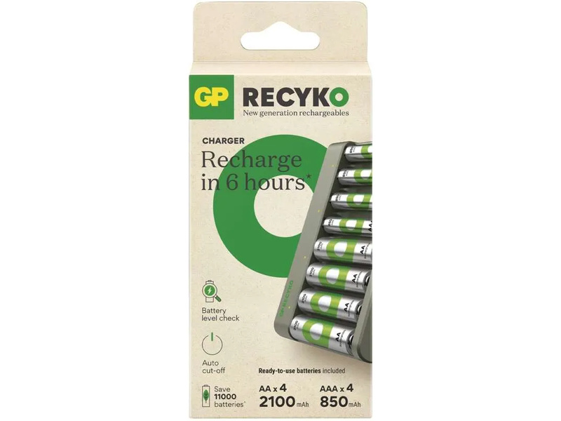 GP USB nabíječ ECO AA/AAA + 4xAA 2100mAh + 4xAAA 850mAh GP ReCyko