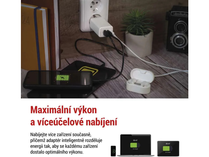 Síťový USB adaptér (zdroj) GaN PD 65W