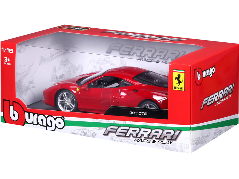 Bburago Ferrari 488 GTB 1:18 červená