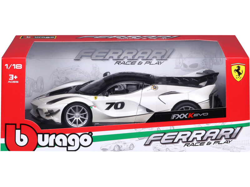 Bburago Ferrari FXX-K EVO No.70 1:18 bílá/černá