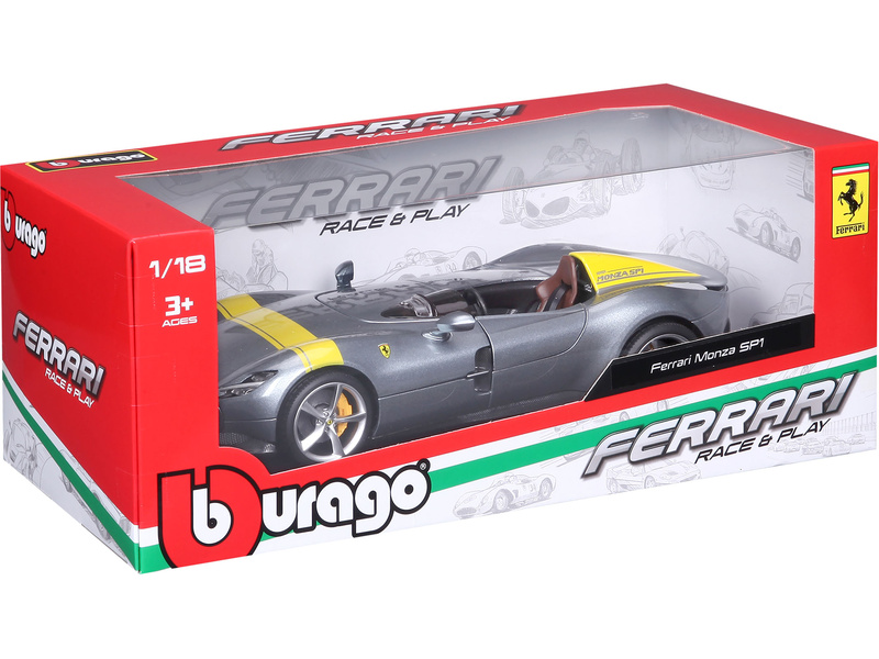 Bburago Ferrari Monza SP1 1:18 stříbrná metalíza