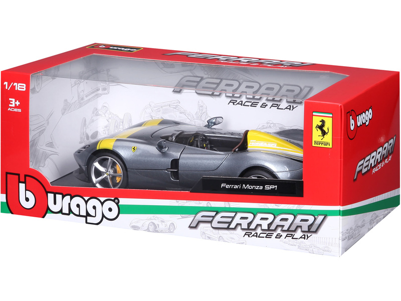 Bburago Ferrari Monza SP1 1:18 stříbrná metalíza
