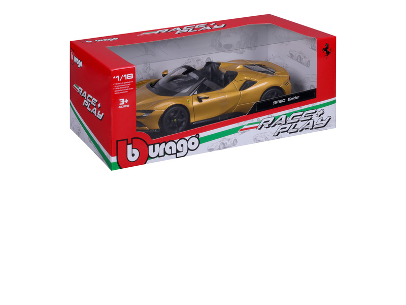 Bburago Ferrari SF90 Spider 1:18 zlatá metalíza