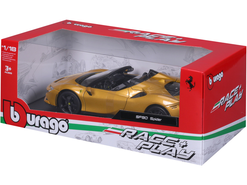 Bburago Ferrari SF90 Spider 1:18 zlatá metalíza