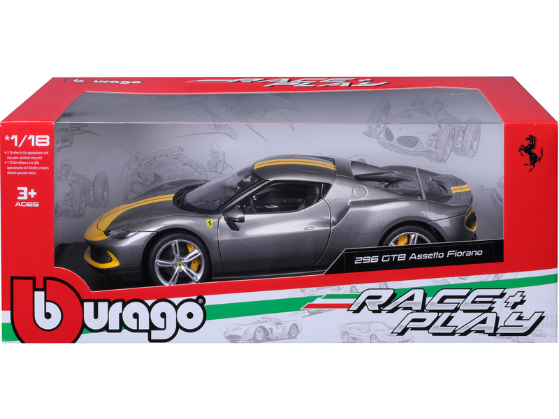 Bburago Ferrari 296 GTB Assetto Fiorano 1:18 stříbrná metalická