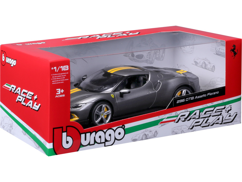 Bburago Ferrari 296 GTB Assetto Fiorano 1:18 stříbrná metalická