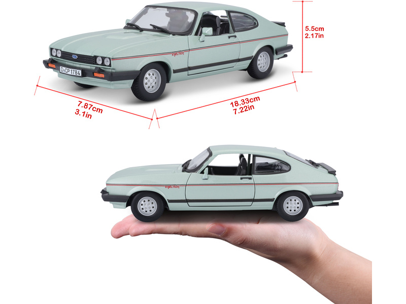 Bburago Plus Ford Capri 1982 1:24 světle zelená metalíza