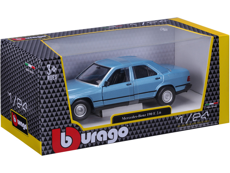 Bburago Mercedes-Benz 190E 1987 1:24 světle modrá metalíza