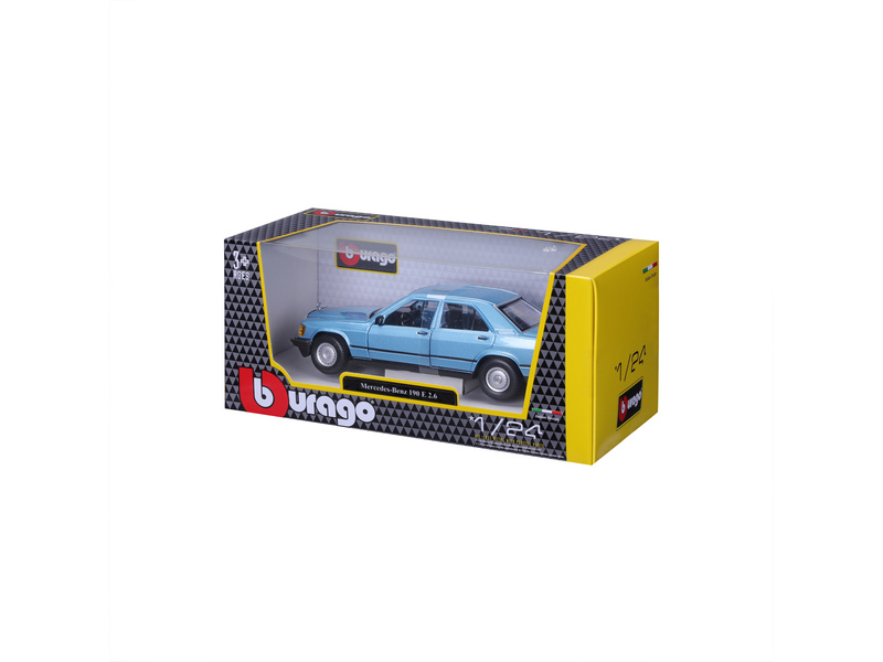 Bburago Mercedes-Benz 190E 1987 1:24 světle modrá metalíza