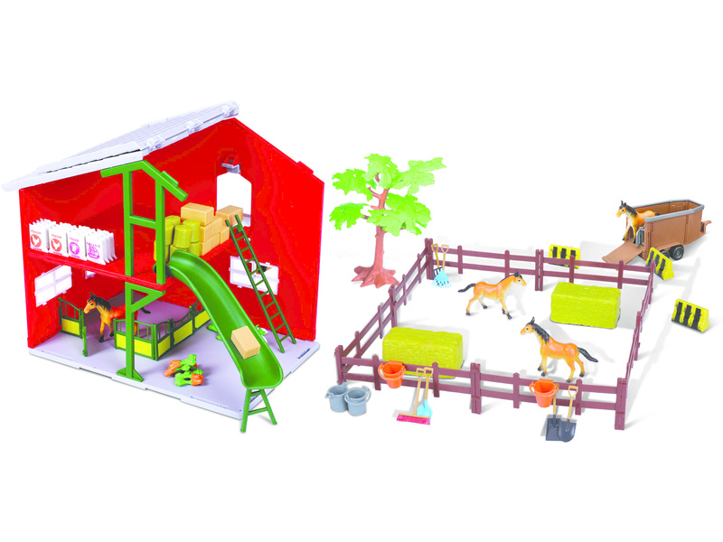 Bburago koňská stáj s traktorem