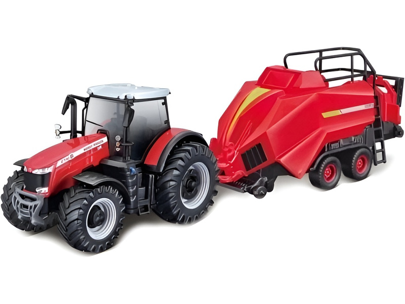 Bburago Massey Ferguson 8740S s doplňky (dárkové balení)