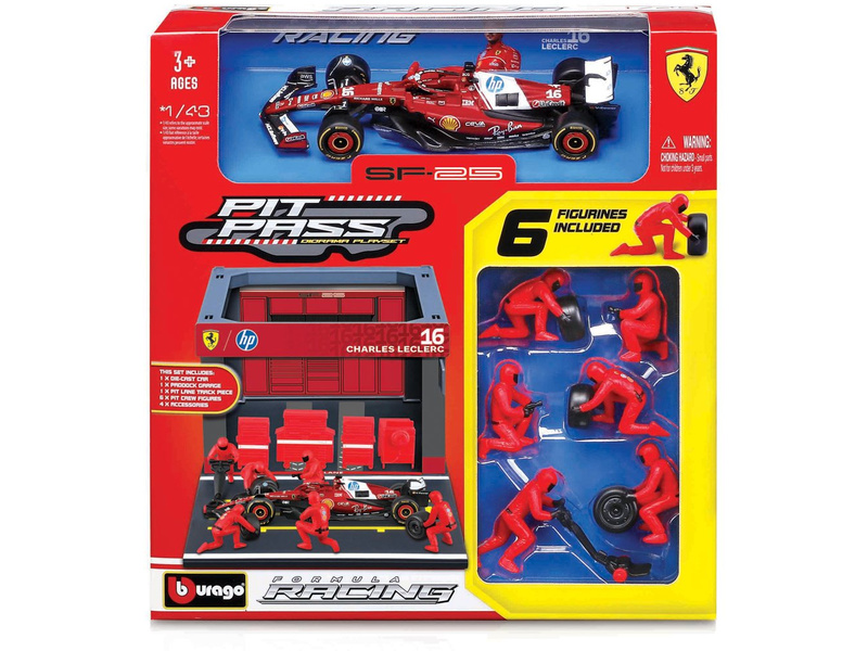 Bburago Ferrari SF-25 (2025) 1:43 #16 Leclerc (Pit Pass Set)