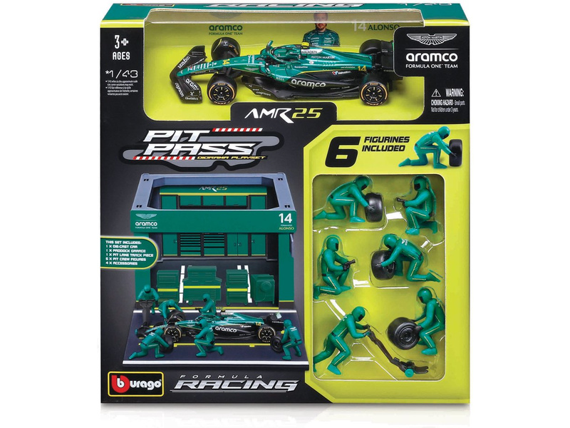 Bburago Aston Martin AMR25 (2025) 1:43 #14 Alonso (Pit Pass Set)