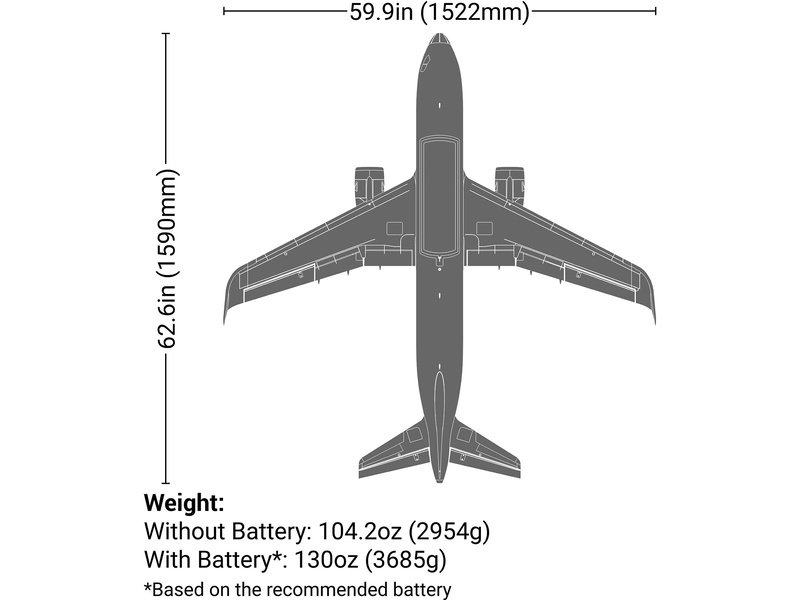 E-flite Airbus A320neo 1.5m EDF AS3X+ SAFE Select BNF Basic bílý