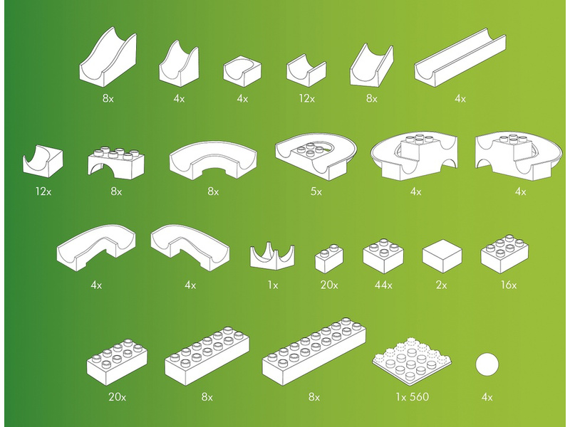 HUBELINO Kuličková dráha - set s kostkami Maxi 213 dílků