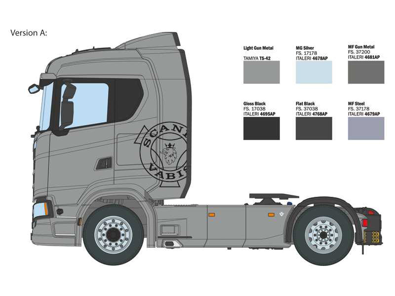 Italeri Scania S770 4x2 Normal Roof Grey Cab (1:24)