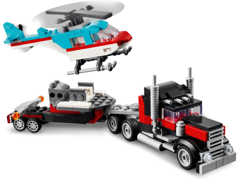 LEGO Creator - Náklaďák s plochou korbou a helikoptéra