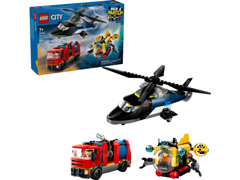 LEGO City - Remix: Helikoptéra, hasičský vůz a ponorka