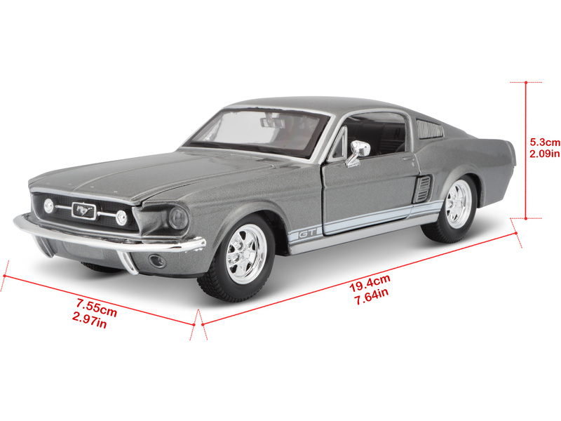 Maisto Ford Mustang GT 1967 1:24 šedá metalíza