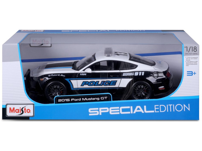 Maisto Ford Mustang GT 2015 1:18 černo-bílá