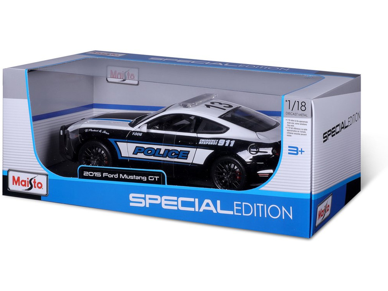 Maisto Ford Mustang GT 2015 1:18 černo-bílá