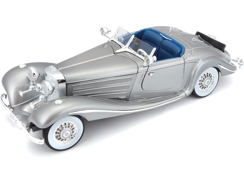 Maisto Mercedes-Benz 500 K Typ Specialroadster 1936 1:18 šedá metalíza