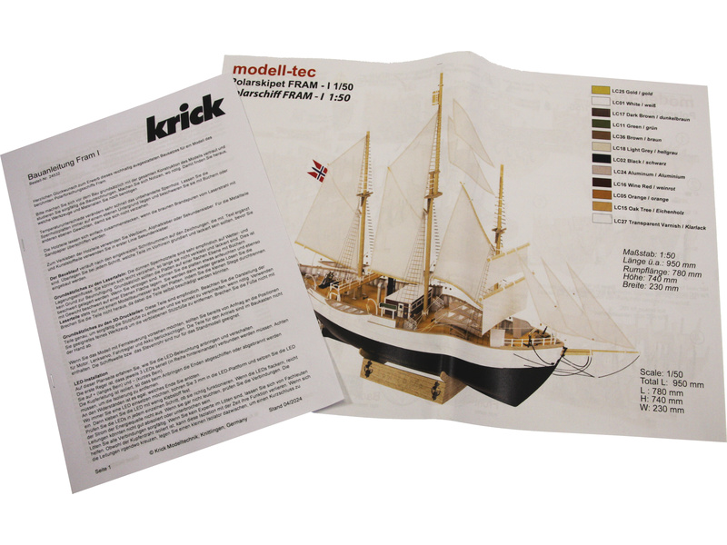 Modell-Tec Fram I. výzkumná polární loď 1:50 kit