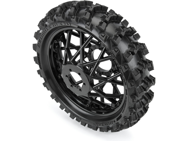 Pro-Line kolo s pneu 1:4 Dunlop Geomax MX14 V2 Bead CR4 zadní, disk černý: Promoto-MX