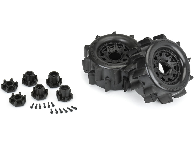 Pro-Line kolo 1:10, pneu 2.8" Sand Paw HP Belted, disk černý Raid 12/14mm (2)