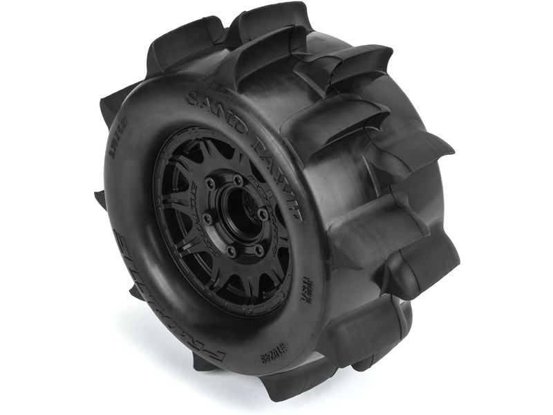 Pro-Line kolo 1:10, pneu 2.8" Sand Paw HP Belted, disk černý Raid 12/14mm (2)