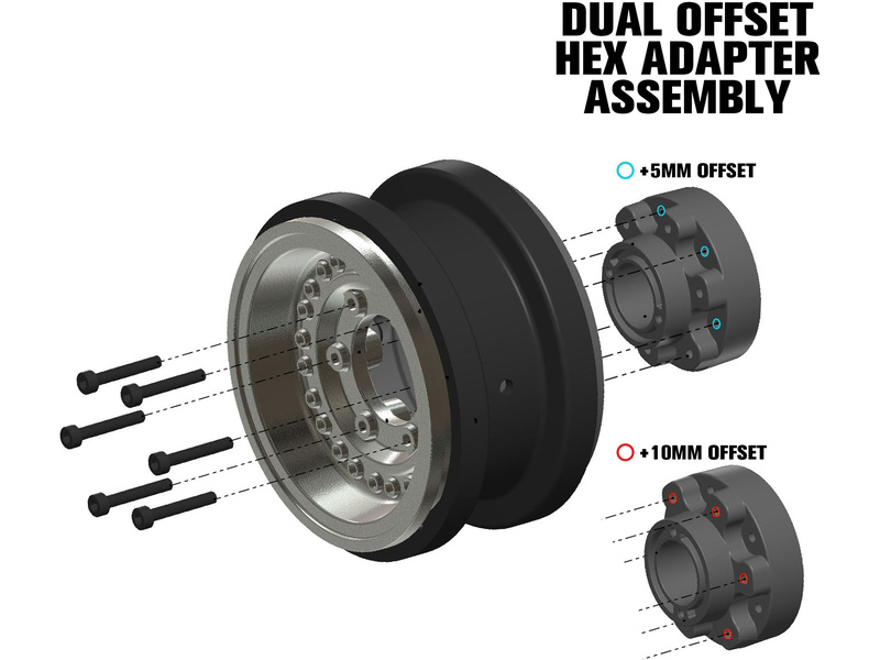 Pro-Line disk 2.9" Black Rhino Armory Gunmetal Aluminum Dual Offset (+5/+10): Axial SCX6