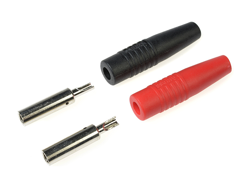 Banánková zdířka zlacená 4.0mm červená + černá (1 sada)