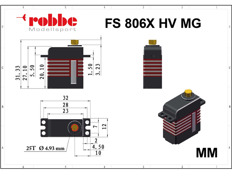 Robbe servo FS 806X HV 7.7kg.cm 0.58s/60° MG 25T-Mini