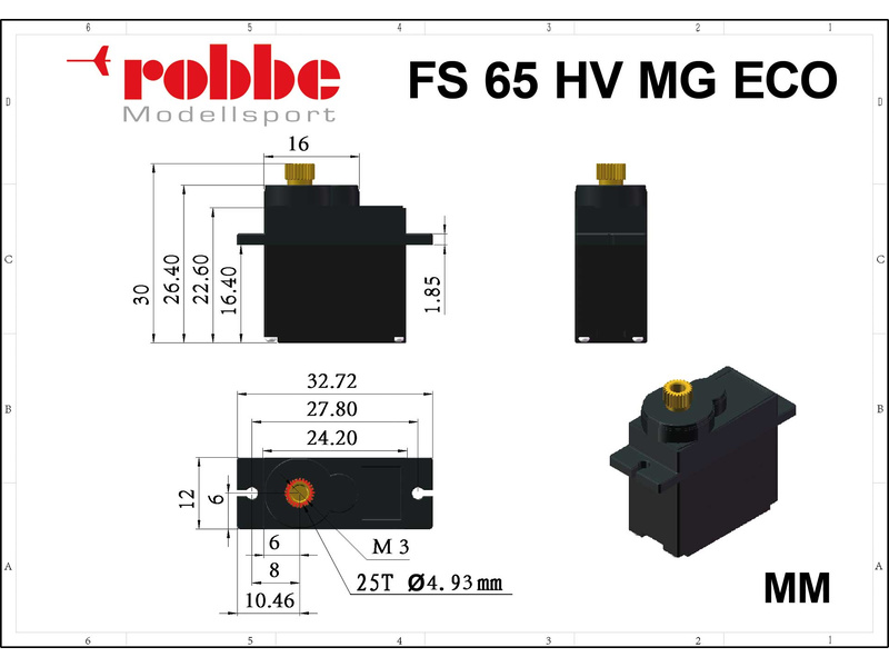 Robbe servo Eco FS 65 HV 5.0kg.cm 0.12s/60° MG 25T-Mini