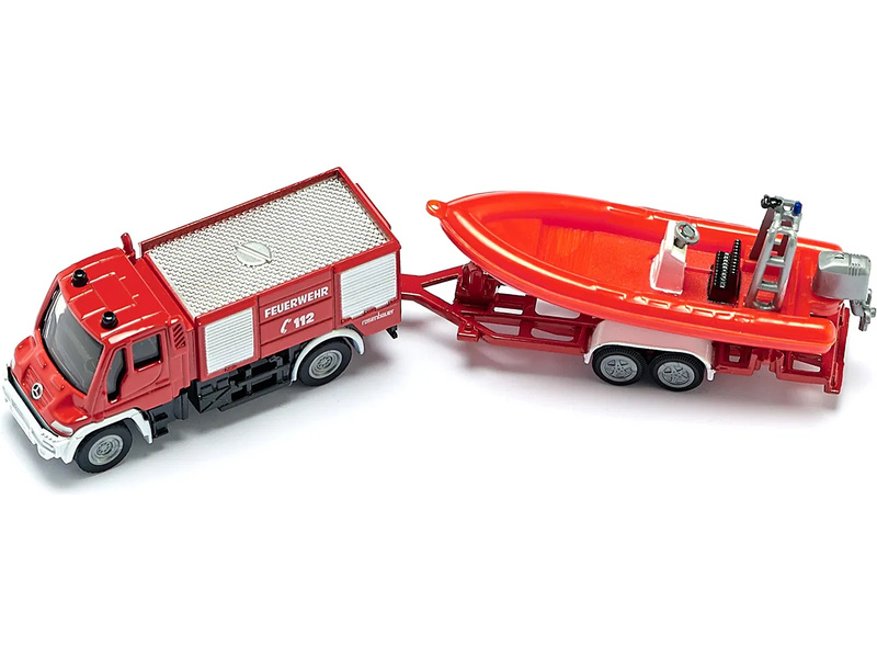 SIKU Blister - požární vozidlo Unimog s člunem