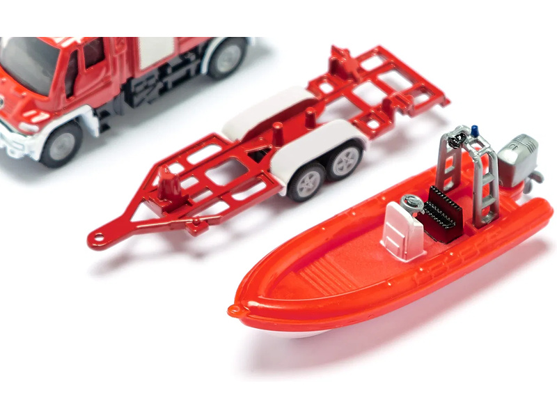 SIKU Blister - požární vozidlo Unimog s člunem