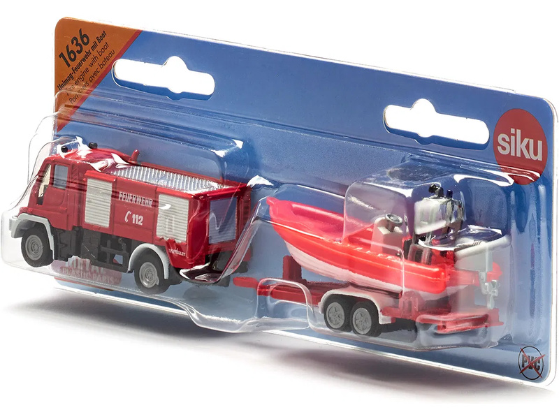 SIKU Blister - požární vozidlo Unimog s člunem