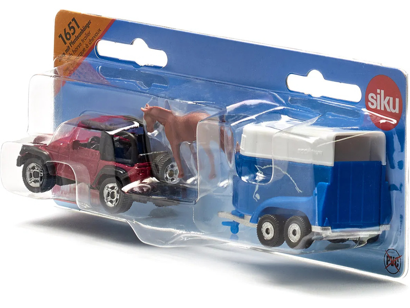 SIKU Blister - Terénní vůz s přívěsem a koněm