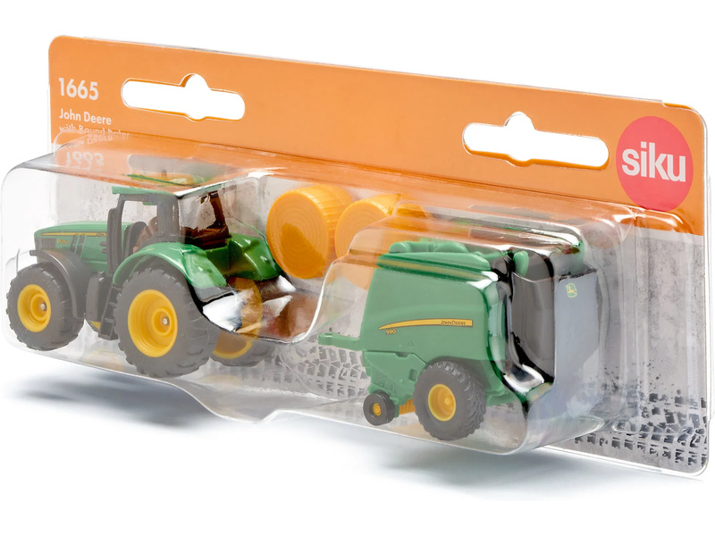 SIKU Blister - John Deere traktor s balíkovačkou