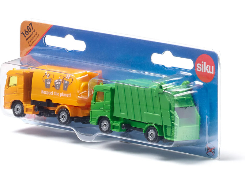 SIKU Blister - zametací a popelářský vůz, komunální set