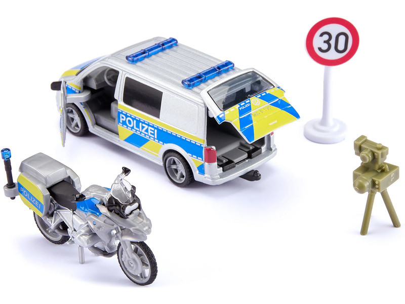 SIKU Super - Volkswagen T6 policejní dodávka s motorkou 1:50