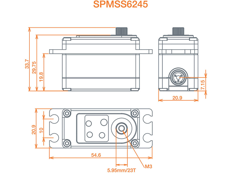 Spektrum servo S6245 Car High Speed High Torque 19.1kg.cm 0.06s/60° 23T
